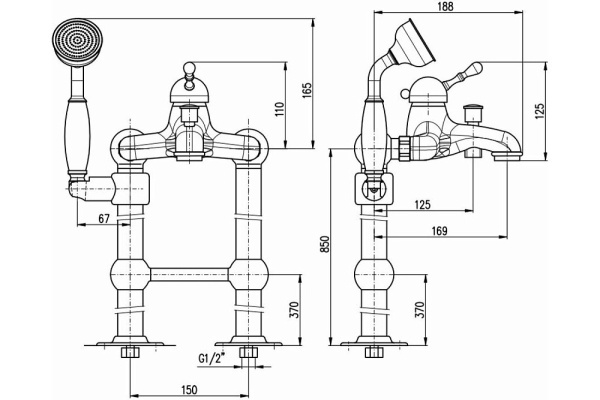 Смеситель напольный для ванны Rav Slezak Labe L550.5/2CMAT