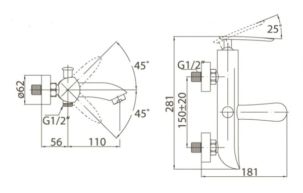 Смеситель для ванны BelBagno Volturno VOL-VASM-CRM