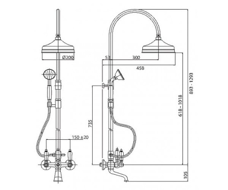 Душевая колонна Cezares FIRST FIRST-CVD-03-M золото