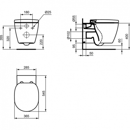 Унитаз подвесной Ideal Standard Connect Aquablade E047901