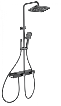 Душевая система с термостатом WONZON & WOGHAND Shelf, темный графит WW-B4161-BGG