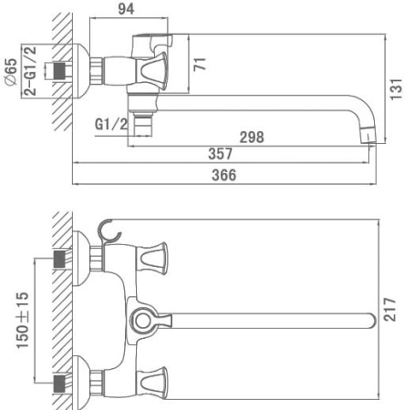Смеситель для ванны D&K Hessen Grimm (DA1383301) Смеситель для ванны D&K Hessen Grimm (DA1383301)