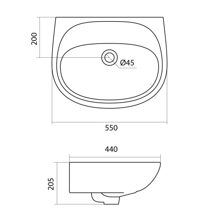 Раковина подвесная (55,2х45,1) Santek Бриз 55 1WH110457