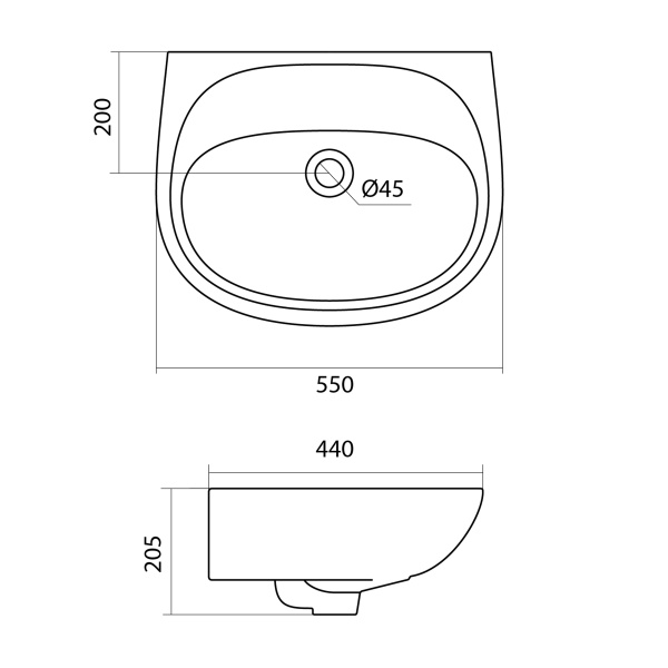 Раковина подвесная (55х44) Santek Анимо 55 1WH110499
