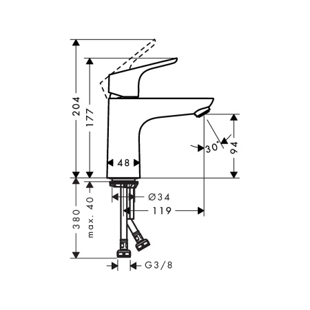 Смеситель для раковины без донного клапана Hansgrohe Focus LowFlow 31513000 хром