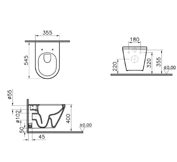 Подвесной унитаз инсталляцией с микролифтом  VitrA Integra 9856B003-7205