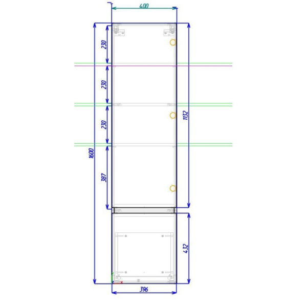 Пенал подвесной Art&max AM-Techno-1600-AC-SO-ZB815-R Смоки софт