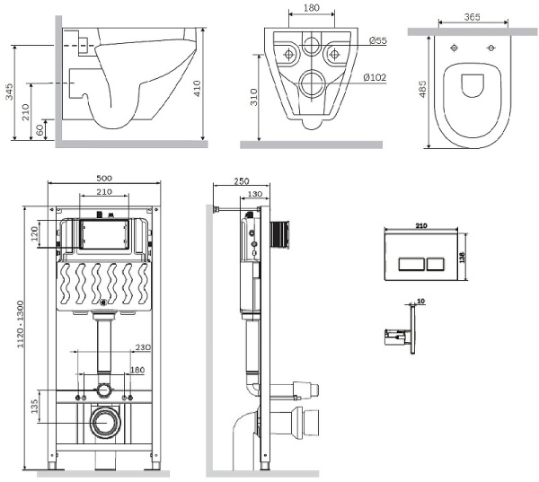 Комплект унитаза с инсталляцией AM.PM Spirit V2.0 FlashClean IS47001.111700
