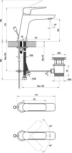 Смеситель для раковины Ravak Classic CL 011.00 X070081