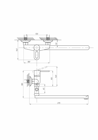 Смеситель для ванны ПСМ-Профсан  ПЛЮС PSM-523-008