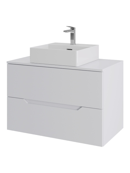 Тумба с раковиной подвесная 80 см, Orange Line Li-80TuwMDF+B04-405W белый