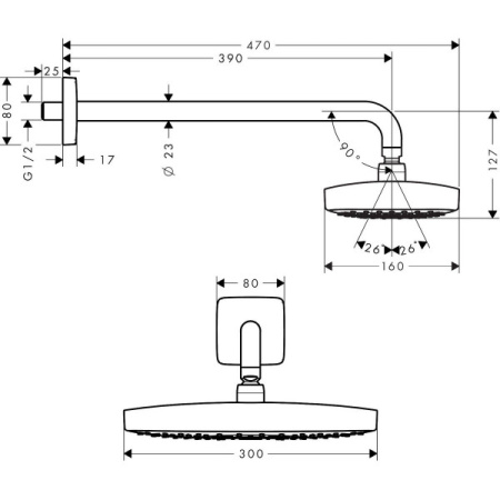 Верхний душ Hansgrohe Raindance Select Е 26609000