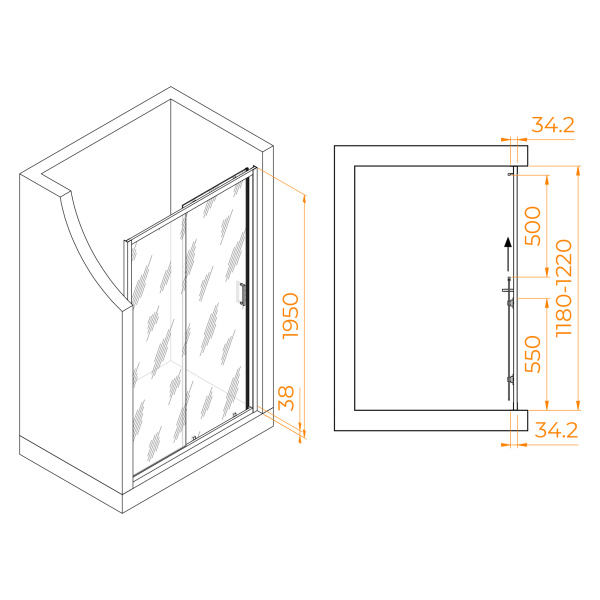 Душевая дверь 120 см RGW Passage PA-14 W 41081412-15 прозрачное