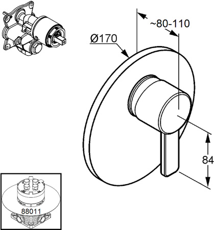 Встраиваемый смеситель для душа Kludi Zenta 386550575