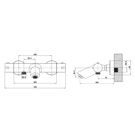 Смесител для душа с термостатом ESKO Mikros T3054 Black