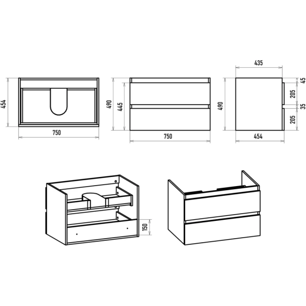 Тумба под раковину 80 Brevita Victory VIC-09080-0302Я без раковины, серый кашемир