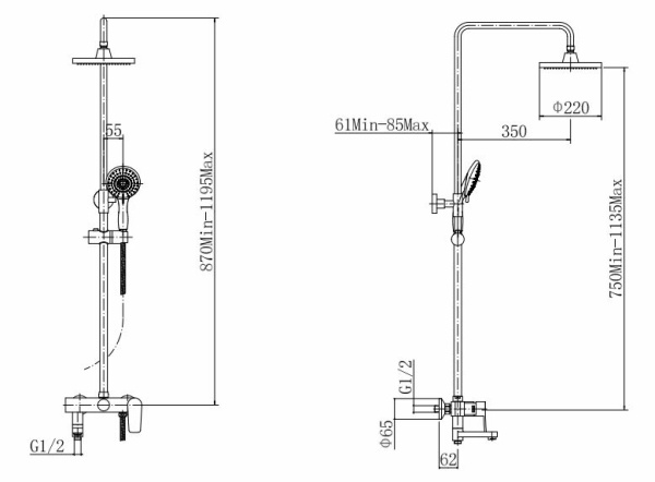 Душевая система с изливом Fashun  A2452 Душевая система с изливом Fashun  A2452