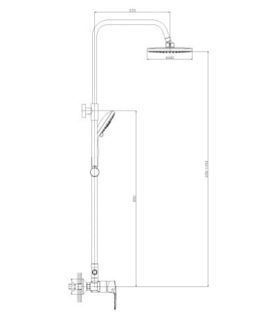 Смеситель Rossinka T T40-45 для душа с регулируемой высотой штанги и лейкой Тропический дождь (T40-45)