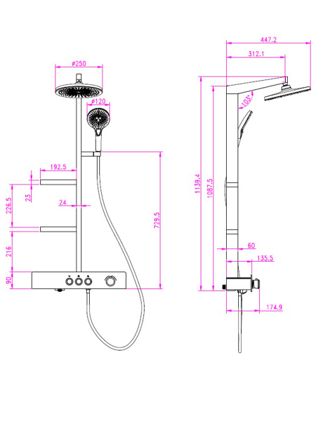 Душевая система с термостатом AQUAme AQM8005W