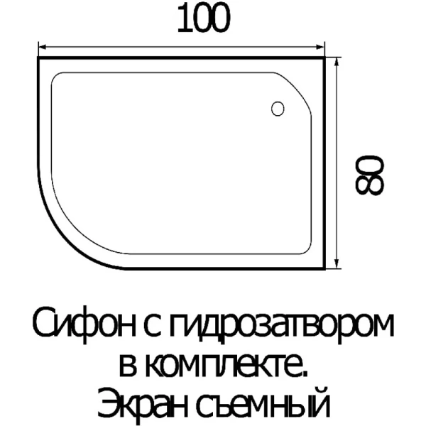 Акриловый душевой поддон (100х80) Wemor 10000001114 правая