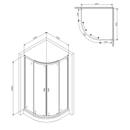 Душевой уголок (80х80) Am.Pm X-Joy Twin Slide W88G-205-080BT64