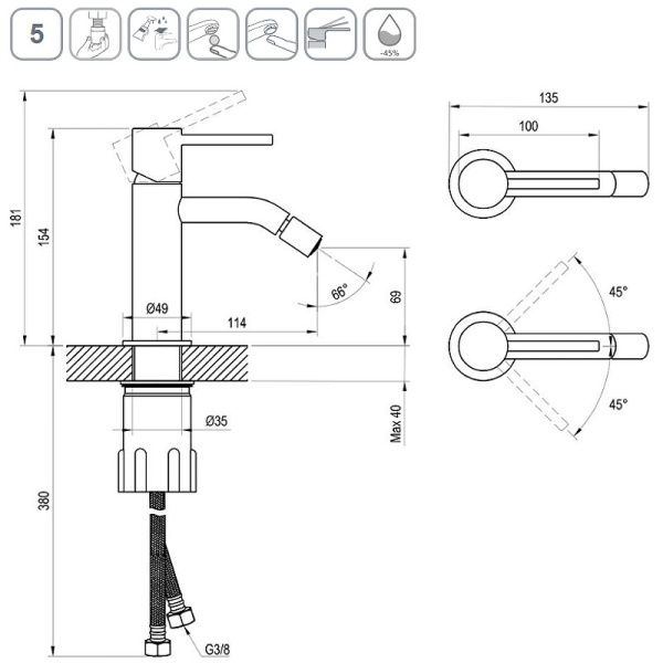 Смеситель для биде Ravak Espirit ES 056.00CR X070201 хром