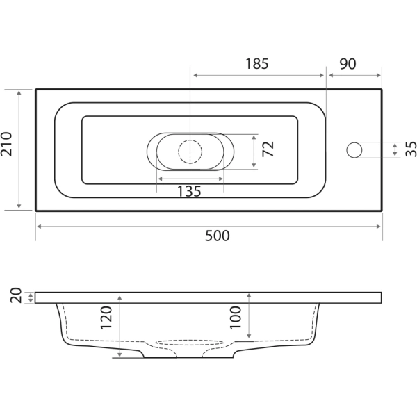 Раковина встраиваемая сверху (50x21) Grossman Модуль 4627173210607