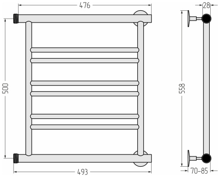 Полотенцесушитель водяной Стилье Минор 0601 (500х500) 00601-5050