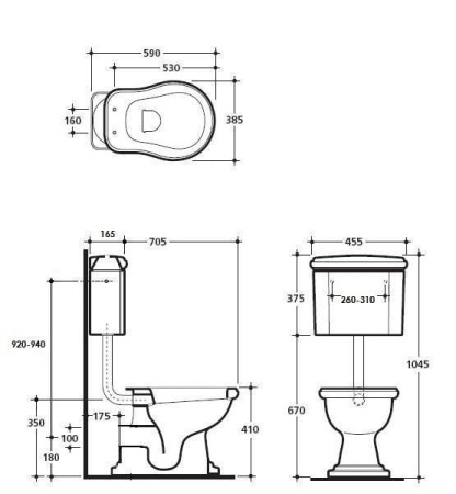 Сливная труба для низкого бачка золото Kerasan 757191