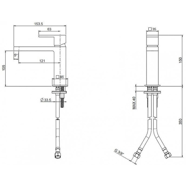 Смеситель для раковины Cezares UNIKA-LSM1-03/24-W0