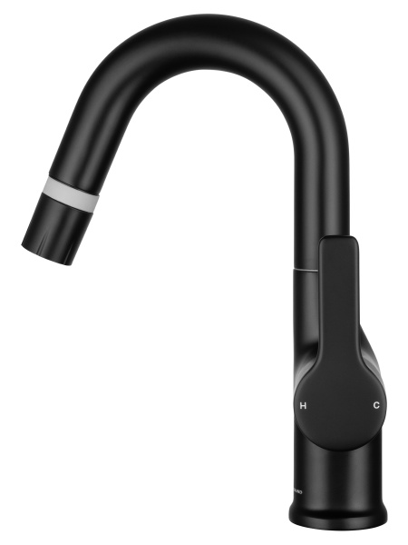 Смеситель для раковины с выдвижным изливом WONZON & WOGHAND, черный матовый WW-FE01L212-MB