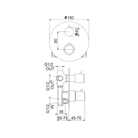 Смеситель для душа встраиваемый с термостатом Webert Sax Evolution SE970903560, черный
