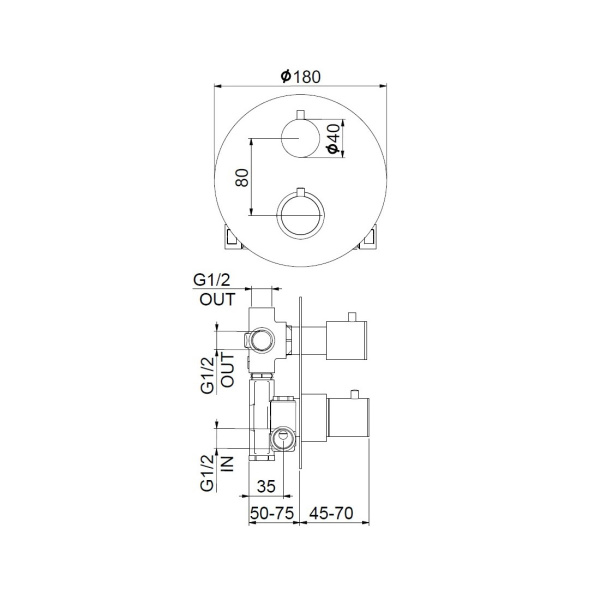 Смеситель для душа встраиваемый с термостатом Webert Sax Evolution SE970903010, золото Смеситель для душа встраиваемый с термостатом Webert Sax Evolution SE970903010, золото