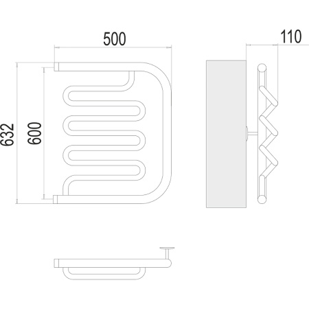 Полотенцесушитель водяной Terminus Фокстрот-Лиана AISI (600х500) 4620768881350