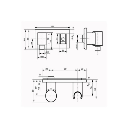 Шланговое подсоединение с держателем Toto Showers DBX111VE