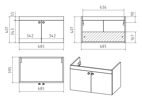 Тумба под раковину Misty Тондо 70  П-Тон09070-012