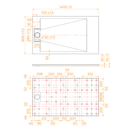 Душевой поддон (140х80) RGW TUS-W 553702814-01