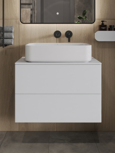 Тумба с раковиной подвесная 75 см, Orange Otto Ot-75TuMDF+B07-600W белый глянец