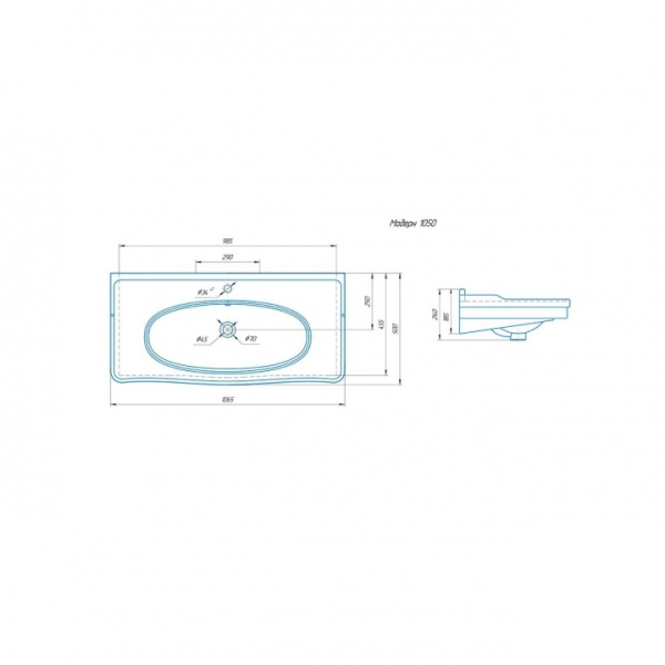 Раковина полувстраиваемая (106х50) СаНта     Модерн105