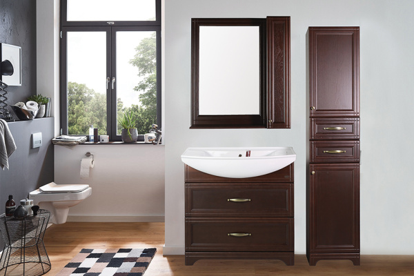 Зеркало-шкаф (85х95)  ASB-Woodline Берта 85 10122 (коричневый)