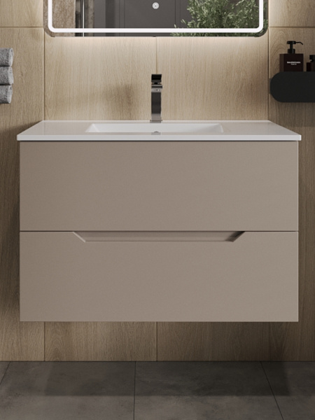 Тумба с раковиной подвесная Orange Line Li-70TuL+Ra  латте матовый