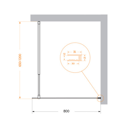 Душевая перегородка (80х195) BelBagno KRAFT-L-1-80-C-Cr хром