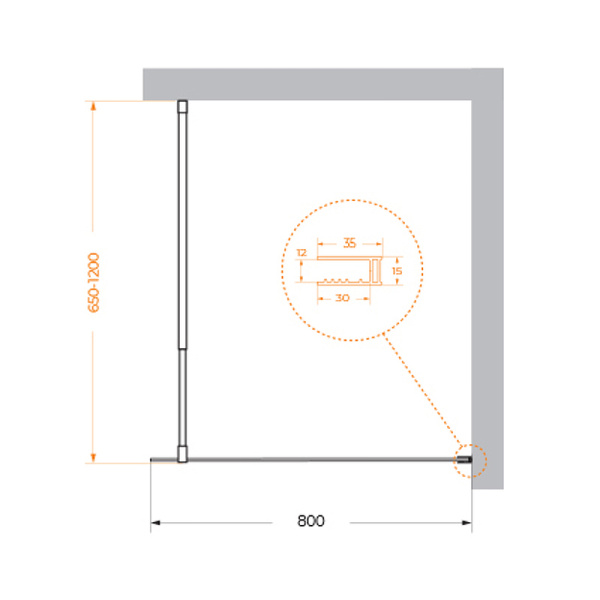 Душевая перегородка (80х195) BelBagno KRAFT-L-1-80-C-NERO черный
