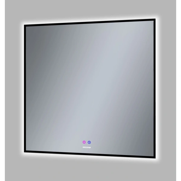 Зеркало (80х80) Grossman PRAGMA-норма BLACK 1880802 LED с сенсорным выключателем и подогревом