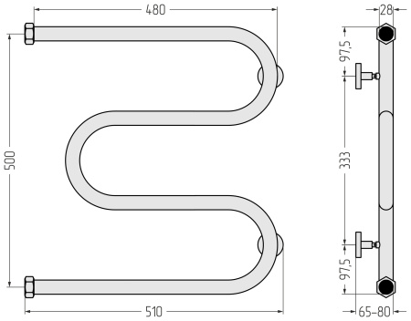 Полотенцесушитель водяной М-образный (50х50) Сунержа 00-0007-5050