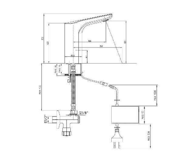 Смеситель для раковины электронный E.C.A. 108108060EX