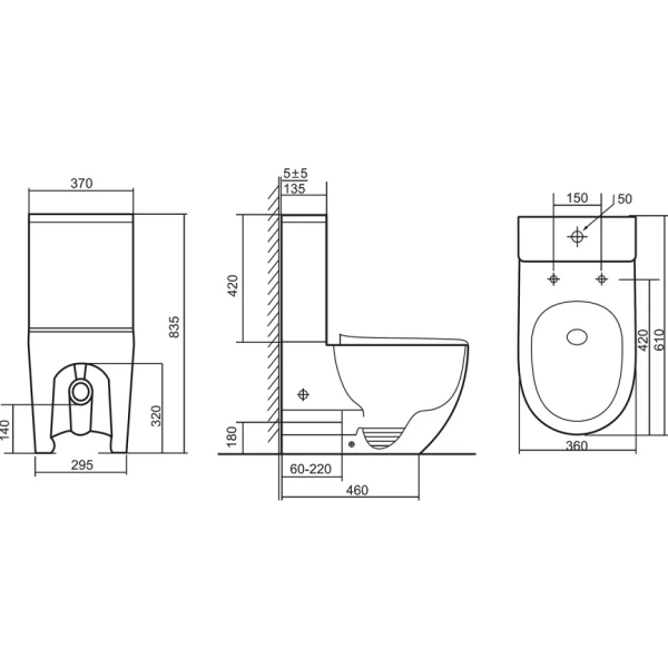 Унитаз ABBER Bequem AC1110T компакт белый, безободковый торнадо