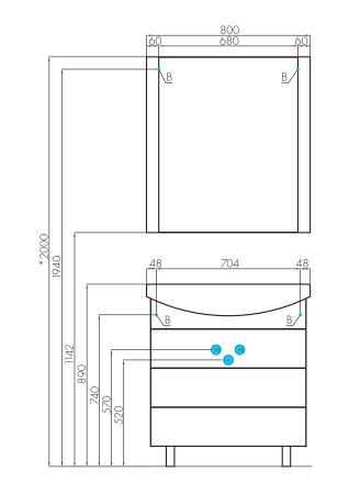 Тумба под раковину Aquaton Ария 80 Н 1A141301AA430