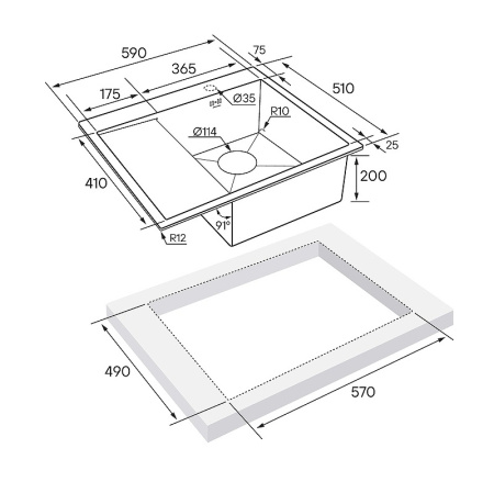 Кухонная мойка Paulmark  Flank PM225951-BSR брашированная нерж. сталь правая