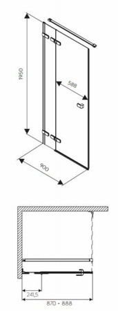 Двери распашные Kolo Next Reflex (левые) HDSF90222003L